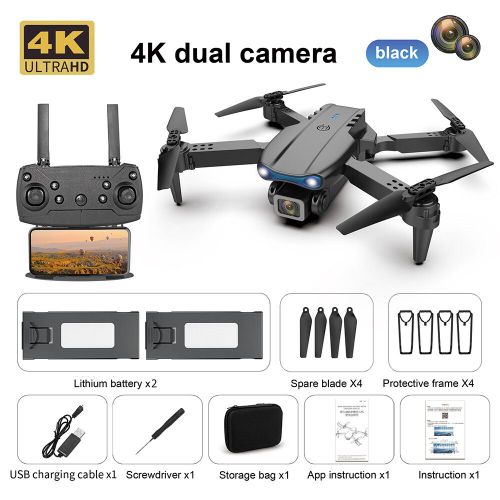 E99 Max-K3 Pro Mini Drone 4k Hd CamRa Wifi Fpv Vitement D'obstacles Pliable Professionnel Rc Dron Quadcopter HLicoptRe Jouets Cadeaux - Type Dual C 2b Black