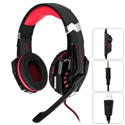 Each G9000 Casque De Jeu Usb 3,5 Mm Pour Ps4 Avec Indicateur De Microphone Noir+Rouge Wff1778