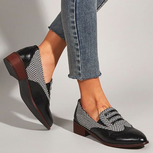 Eagsity-Mocassins De Style Britannique Pour Femmes,Chaussures De Sport Dcontractes  Bout Pointu Et Talon Carr - 40