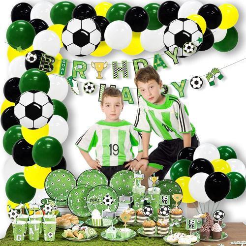 Easy Joy 180 Pices Soccer Dcorations De Football Ensemble De Fournitures De Fte D'anniversaire - Ballon Arche Guirlande Latex Ballon Joyeux Anniversaire Bannires Pour Enfants Garons