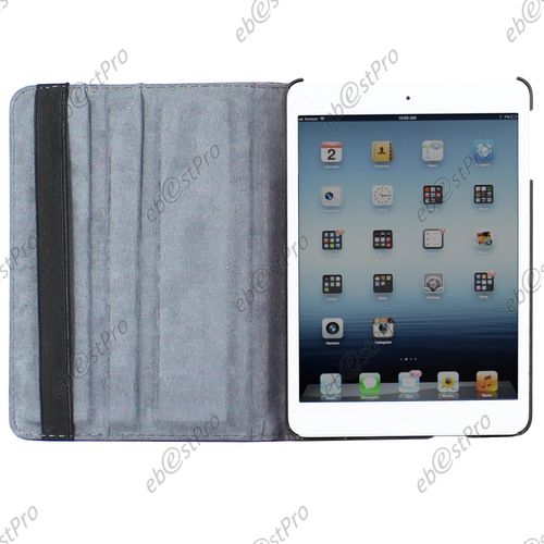 Ebeststar  1 Verre Tremp + Coque Etui Pu Cuir Housse Rotative Support  Rotation 360 Pour Apple Ipad Mini 1, Couleur Noir