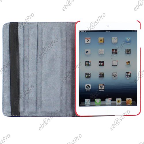 Ebeststar  1 Verre Tremp + Coque Etui Pu Cuir Housse Rotative Support  Rotation 360 Pour Apple Ipad Mini 1, Couleur Rouge