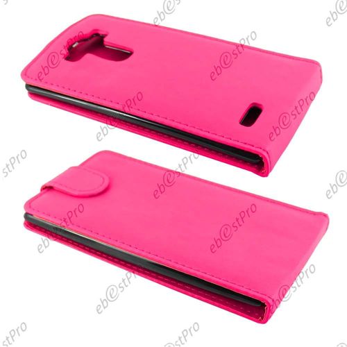 Ebeststar  1 Verre Tremp + Coque Housse Etui Simili Cuir Rabattable Pour Lg G4 H815, G4 Dual-Lte, Couleur Rose
