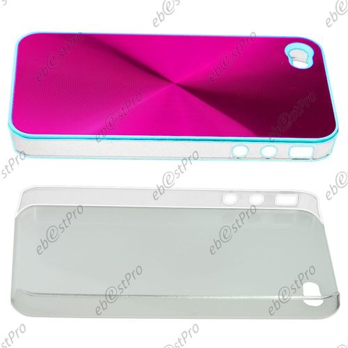 Ebeststar  1 Verre Tremp + Coque Rigide Etui Housse Chrome Pour Apple Iphone 4s, 4, Couleur Rose