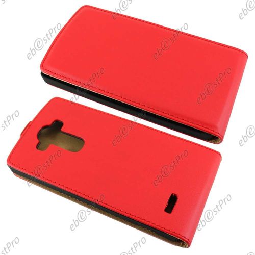 Ebeststar  1 Verre Tremp + Etui Pu Cuir Rabattable Housse Coque Ultra Slim Pour Lg G4 H815, G4 Dual-Lte, Couleur Rouge
