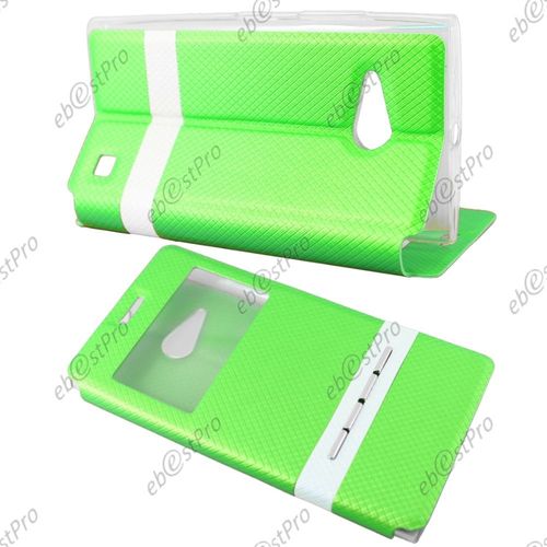 Ebeststar  1 Verre Tremp + Housse Pochette Protection Coque Etui Type S-View Pour Nokia Lumia 735 730 Dual, Couleur Vert