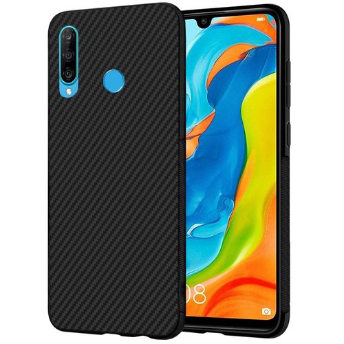 Ebeststar - Coque Huawei P30 Lite (2019) Housse Motif Fibre Carbone Luxe Flex Tpu Premium, Noir [Dimensions Precises Smartphone : 152.9 X 72.7 X 7.4mm, cran 6.15'']
