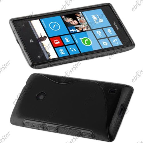 Ebeststar   Coque S-Line Silicone Gel Motif Vague Housse Etui Protection Souple Pour Nokia Lumia 520, Couleur Noir [Dimensions Precises De Votre Appareil : 119.9 X 64 X 9.9 Mm, cran 4'']
