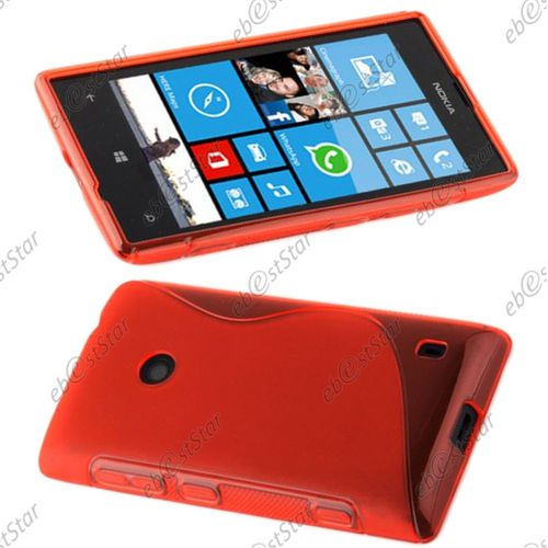 Ebeststar  Coque S-Line Silicone Gel Motif Vague Housse Etui Protection Souple Pour Nokia Lumia 520, Couleur Rouge [Dimensions Precises De Votre Appareil : 119.9 X 64 X 9.9 Mm, cran 4'']