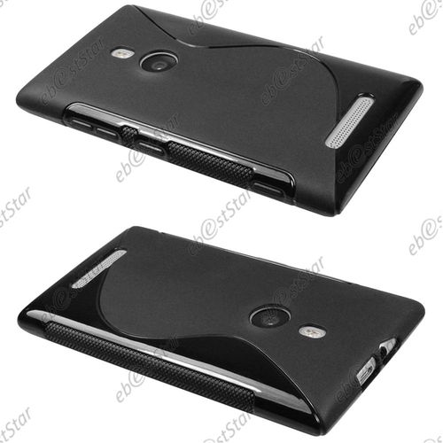 Ebeststar   Coque S-Line Silicone Gel Motif Vague Housse Etui Protection Souple Pour Nokia Lumia 925, Couleur Noir [Dimensions Precises De Votre Appareil : 129 X 70.6 X 8.5 Mm, cran 4.5'']