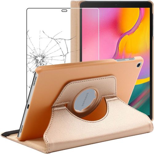 Ebeststar - Coque Samsung Galaxy Tab A 10.1 2019 T515 Housse Protection Pu Cuir Support Rotatif 360, Or / Dor [Dimensions Precises Tablette : 245 X 149 X 7.5mm, cran 10.1'']