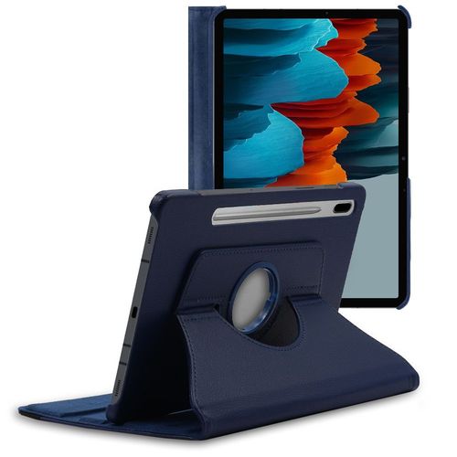 Ebeststar - Coque Samsung Galaxy Tab S7 Sm-T870 Housse Etui Protection Pu Cuir Support Rotatif 360, Bleu Fonc [Dimensions Precises Tablette : 253.8 X 165.3 X 6.3 Mm, cran 11.0'']