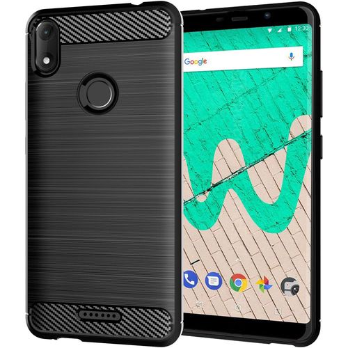Ebeststar - Coque Wiko View Max Housse Motif Fibre Carbone Luxe Flex Tpu Premium, Noir [Dimensions Precises Smartphone : 157.8 X 75.8 X 7.9 Mm, cran 5.99'']