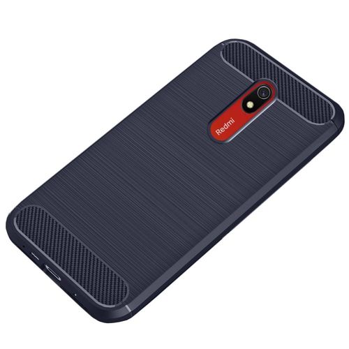 Ebeststar - Coque Xiaomi Redmi 8 8a Housse Motif Fibre Carbone Luxe Flex Tpu Premium, Bleu Fonc [Dimensions Precises Smartphone : 156.5 X 75.4 X 9.4mm, cran 6.2'']