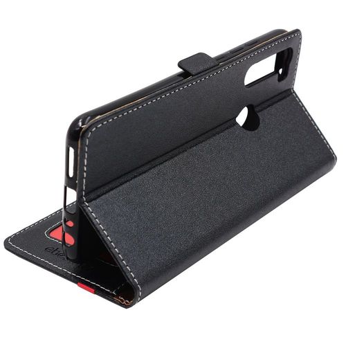 Ebeststar - Coque Xiaomi Redmi Note 8 Etui Portefeuille Porte-Cartes Support Stand, Noir / Rouge [Dimensions Precises Smartphone : 158.3 X 75.3 X 8.4mm, cran 6.3''] [Nb: Lire Description]
