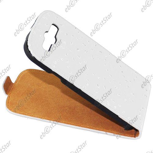 Ebeststar  Etui En Pu Cuir Strass  Rabat Ultra Fine Housse Coque Pour Samsung Galaxy S3 I9300 I9305, Couleur Blanc [Dimensions Precises De Votre Appareil : 136.6 X 70.8 X 8.6 Mm, cran 4.8'']