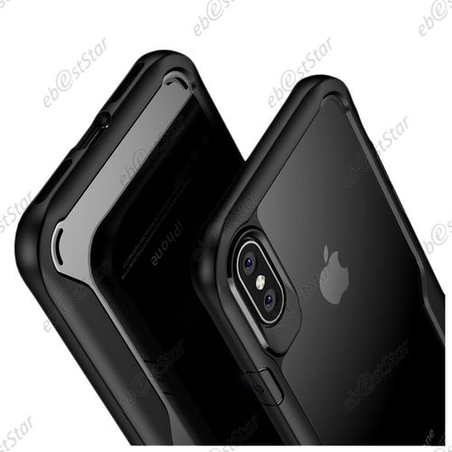 Ebeststar  Etui Housse Coque Fusion Hybride Rigide Bumper + Vitre Anti Casse Film cran Verre Tremp Pour Apple Iphone X cran 5.8", Iphone 10, Couleur Noir [Note Importante Lire Description]