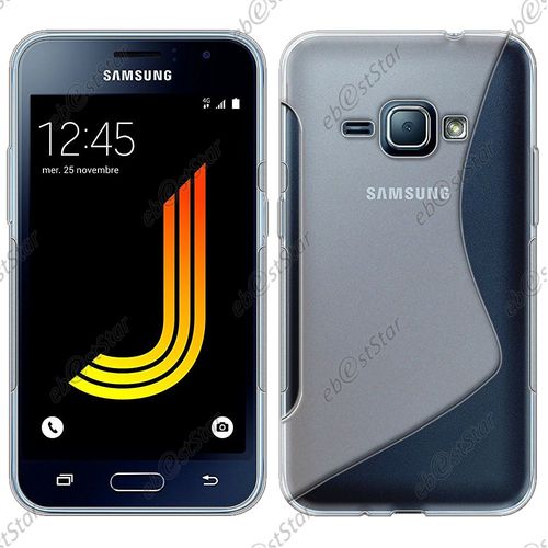 Ebeststar  Etui Housse Coque S-Line Silicone Protection En + Vitre Anti Casse Film cran Verre Tremp Pour Samsung Galaxy J1 2016 J1 4g Sm-J120f (2015), Couleur Transparent [Dimensions Precises De Votre Appareil : 132.6 X 69.3 X 8.9 Mm, cran 4.5'']