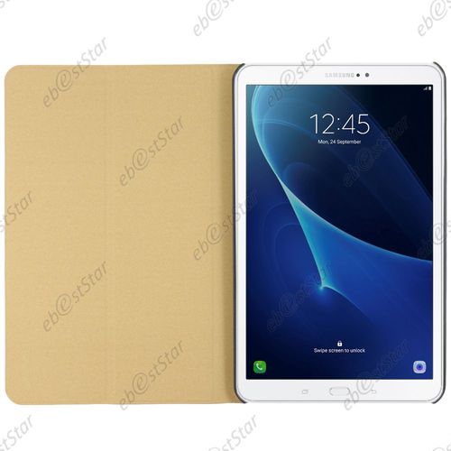 Ebeststar  Etui Housse Intgrale Slim Smart Cover Support Pliable + Film Protection En Verre Tremp Pour Samsung Galaxy Tab A 2016 10.1 T580 T585 (A6), Couleur Noir [Dimensions Precises De Votre Appareil : 254.2 X 155.3 X 8.2 Mm, cran 10.1'']
