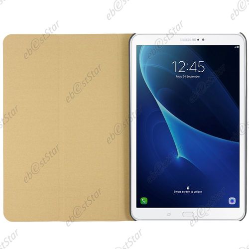 Ebeststar  Etui Housse Intgrale Slim Smart Cover Support Pliable + Film Protection En Verre Tremp Pour Samsung Galaxy Tab A 2016 10.1 T580 T585 (A6), Couleur Or / Dor [Dimensions Precises De Votre Appareil : 254.2 X 155.3 X 8.2 Mm, cran 10.1'']