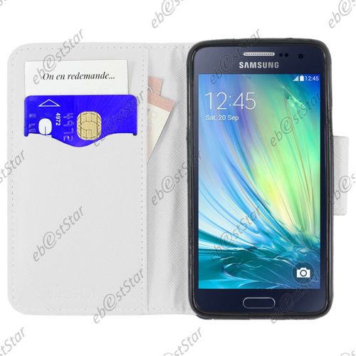 Ebeststar   Etui Portefeuille Housse Coque Protection Folio Book Livre Pour Samsung Galaxy A7 Sm-A700f (2015), Couleur Blanc [Dimensions Precises De Votre Appareil : 151 X 76.2 X 6.3 Mm, cran 5.7'']