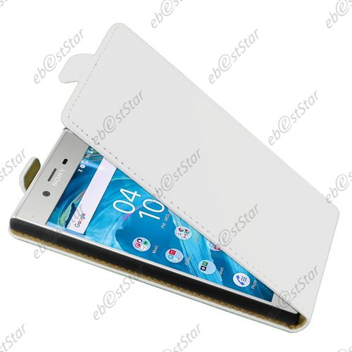 Ebeststar  Etui Pu Cuir  Rabat Housse Coque Ultra Slim Pour Sony Xperia Xz, Xz Dual, Couleur Blanc [Dimensions Precises De Votre Appareil : 146 X 72 X 8,1 Mm, cran 5.2'']