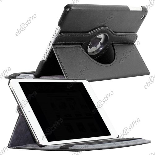 Ebeststar   Etui Pu Cuir Coque Housse Rotative 360 Pour Apple Ipad Mini 1 + 1 Verre Tremp, Couleur Noir