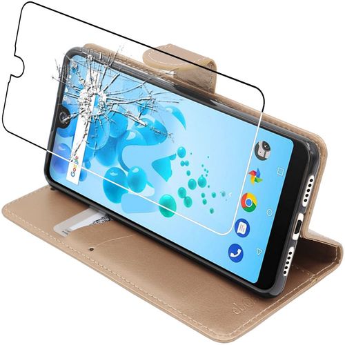 Ebeststar - Etui Wiko View 2 Pro Coque Portefeuille Pu Cuir, Or / Dor [Dimensions Precises Smartphone : 153 X 72.6 X 8.3 Mm, cran 6''][Note Importante Lire Description]