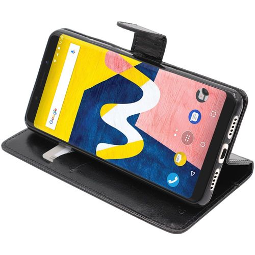 Ebeststar - Etui Wiko View Lite Coque Portefeuille Pu Cuir, Noir [Dimensions Precises Smartphone : 148.4 X 70.7 X 8.5 Mm, cran 5.45'']