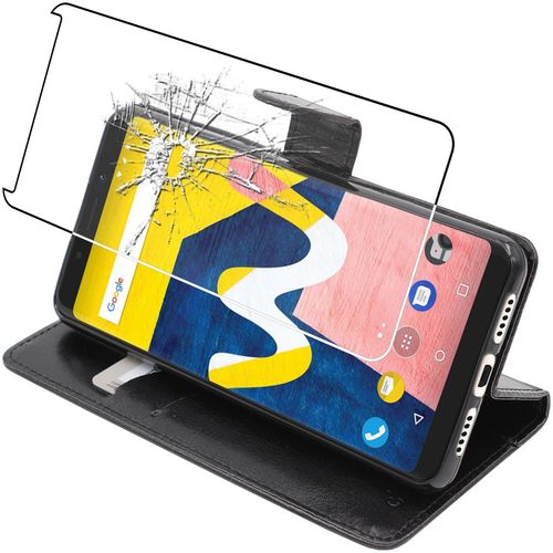 Ebeststar - Etui Wiko View Lite Coque Portefeuille Pu Cuir, Noir [Dimensions Precises Smartphone : 148.4 X 70.7 X 8.5 Mm, cran 5.45''][Note Importante Lire Description]