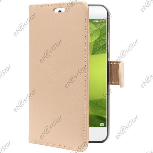 Ebeststar  Film Protection cran En Verre Tremp + Etui Portefeuille Housse Coque Folio Book Livre Pour Huawei P10, Couleur Or / Dor [Dimensions Precises De Votre Appareil : 145.3 X 69.3 X 7 Mm, cran 5.1''] [Note Importante Lire Description]