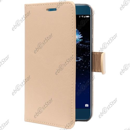 Ebeststar  Film Protection cran En Verre Tremp + Etui Portefeuille Housse Coque Folio Book Livre Pour Huawei P10 Lite, Couleur Or / Dor [Dimensions Precises De Votre Appareil : 146.5 X 72 X 7.2 Mm, cran 5.2''] [Note Importante Lire Description]