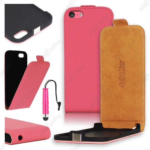 Ebeststar  Housse Coque Etui En Pu Cuir  Rabat + Film + Mini Stylet Pour Apple Iphone 5c, Couleur Rose