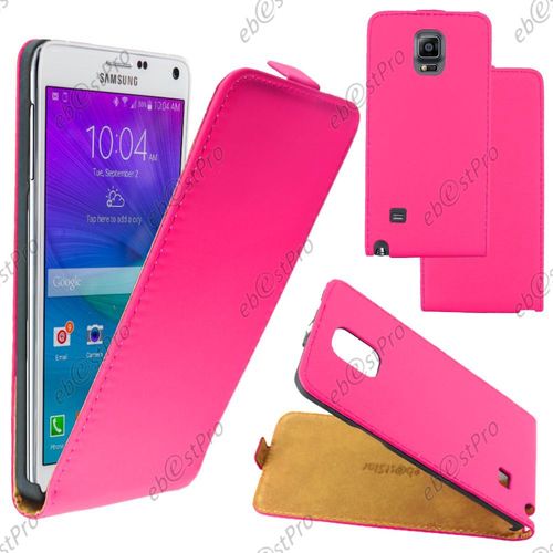 Ebeststar  Housse Coque Etui En Pu Cuir  Rabat Ultra Fine (Slim Case) + Film Protection D'cran Pour Samsung Galaxy Note 4 N910f, Couleur Rose