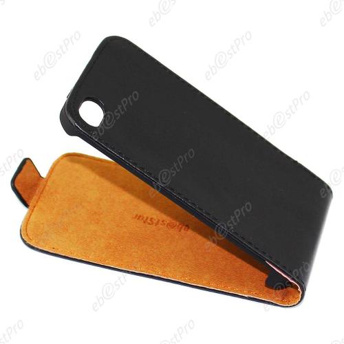 Ebeststar  Housse Coque Etui En Pu Cuir  Rabat Ultra Fine (Slim Case) Pour Apple Iphone 4s / 4, Couleur Noir