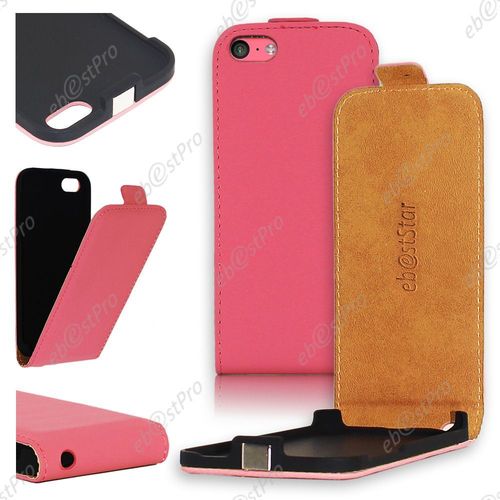 Ebeststar  Housse Coque Etui En Pu Cuir  Rabat Ultra Fine (Slim Case) Pour Apple Iphone 5c, Couleur Rose