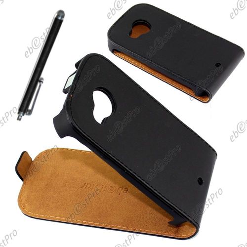 Ebeststar  Housse Coque Etui En Pu Cuir  Rabat Ultra Fine (Slim Case) Pour Htc Desire C, A320, Couleur Noir + Stylet + Film Protection D'cran