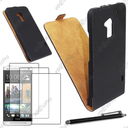 Ebeststar  Housse Coque Etui En Pu Cuir  Rabat Ultra Fine (Slim Case) Pour Htc One Max, Couleur Noir + Stylet 3 Film