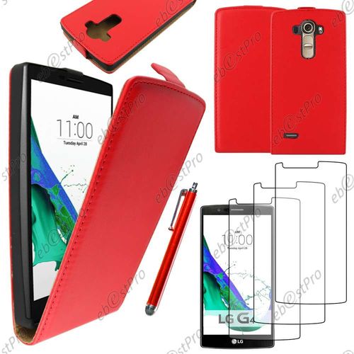 Ebeststar  Housse Coque Etui En Pu Cuir  Rabat Ultra Fine (Slim Case) Pour Lg G4 H815, G4 Dual-Lte, Couleur Rouge + Stylet 3 Film