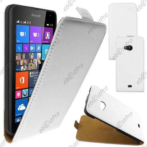 Ebeststar  Housse Coque Etui En Pu Cuir  Rabat Ultra Fine (Slim Case) Pour Microsoft Lumia 535, Couleur Blanc + Film Protection D'cran