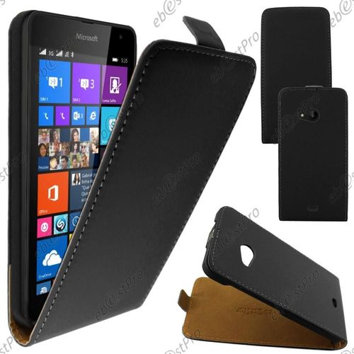 Ebeststar  Housse Coque Etui En Pu Cuir  Rabat Ultra Fine (Slim Case) Pour Microsoft Lumia 535, Couleur Noir + Film Protection D'cran