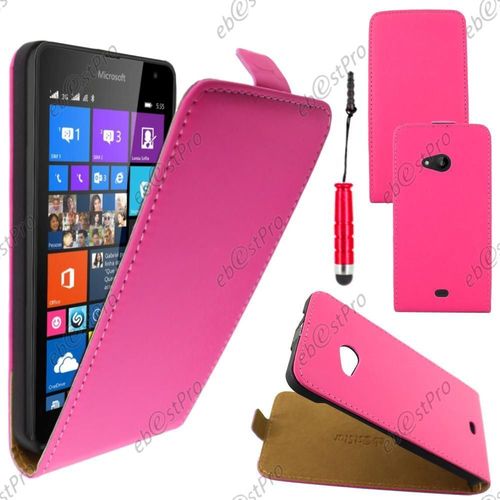 Ebeststar  Housse Coque Etui En Pu Cuir  Rabat Ultra Fine (Slim Case) Pour Microsoft Lumia 535, Couleur Rose + Mini Stylet + Film Protection D'cran