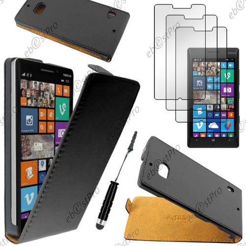 Ebeststar  Housse Coque Etui En Pu Cuir  Rabat Ultra Fine (Slim Case) Pour Nokia Lumia 930, Couleur Noir + Mini Stylet 3 Film