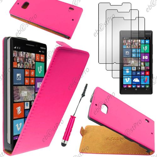 Ebeststar  Housse Coque Etui En Pu Cuir  Rabat Ultra Fine (Slim Case) Pour Nokia Lumia 930, Couleur Rose + Mini Stylet 3 Film