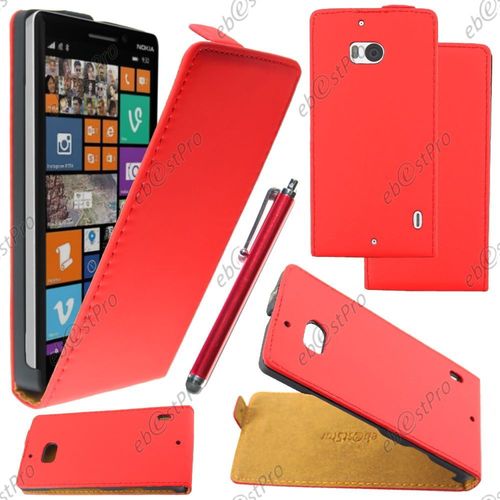 Ebeststar  Housse Coque Etui En Pu Cuir  Rabat Ultra Fine (Slim Case) Pour Nokia Lumia 930, Couleur Rouge + Stylet + Film Protection D'cran