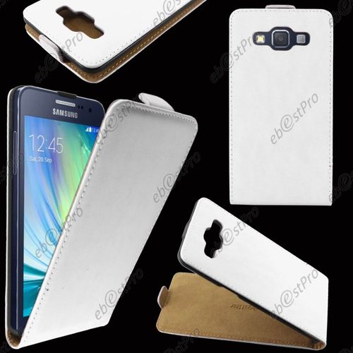 Ebeststar  Housse Coque Etui En Pu Cuir  Rabat Ultra Fine (Slim Case) Pour Samsung Galaxy A5 Sm-A500f, Couleur Blanc + Film Protection D'cran
