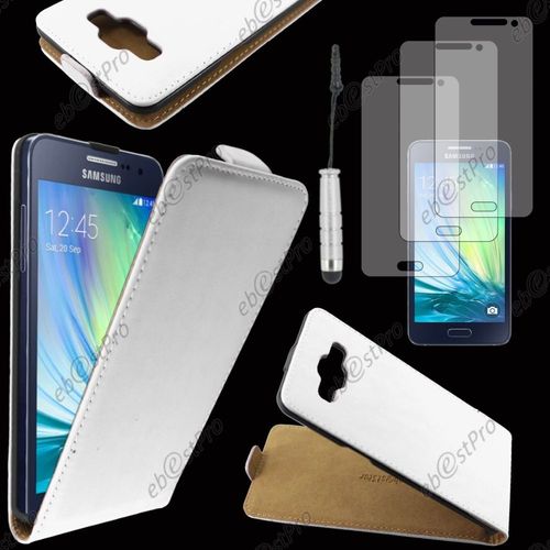 Ebeststar  Housse Coque Etui En Pu Cuir  Rabat Ultra Fine (Slim Case) Pour Samsung Galaxy A5 Sm-A500f, Couleur Blanc + Mini Stylet 3 Film