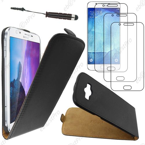 Ebeststar  Housse Coque Etui En Pu Cuir  Rabat Ultra Fine (Slim Case) Pour Samsung Galaxy A8 Sm-A800f, Couleur Noir + Mini Stylet 3 Film