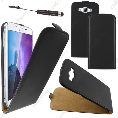 Ebeststar  Housse Coque Etui En Pu Cuir  Rabat Ultra Fine (Slim Case) Pour Samsung Galaxy A8 Sm-A800f, Couleur Noir + Mini Stylet + Film Protection D'cran