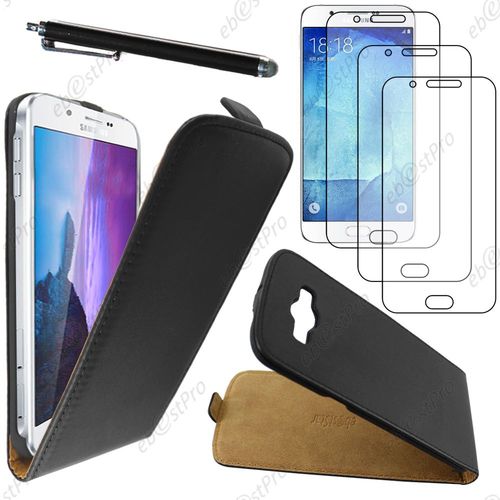 Ebeststar  Housse Coque Etui En Pu Cuir  Rabat Ultra Fine (Slim Case) Pour Samsung Galaxy A8 Sm-A800f, Couleur Noir + Stylet 3 Film